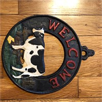 Cast Iron Welcome Cow Sign Farmhouse Decor