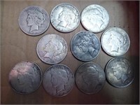 10 Peace silver dollars