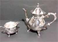 Viking Plate Footed Teapot and Creamer
