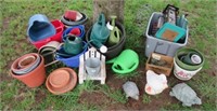 Lrge of planters, bird feeders, water cans etc.