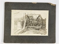 ANTIQUE PHOTOGRAPH OF MEN BUILDING BRIDGE