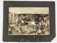 ANTIQUE PHOTOGRAPH OF TOWN AFTER WAR RUBBLE