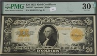 PMG VF30EPQ 20 $ GOLD CERTITICATE