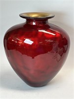 Made in Spain Red & Gold Vase 14” x 13”