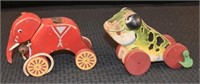 2 Vintage Pull Toys Jolly Jumper & Brio Elephant