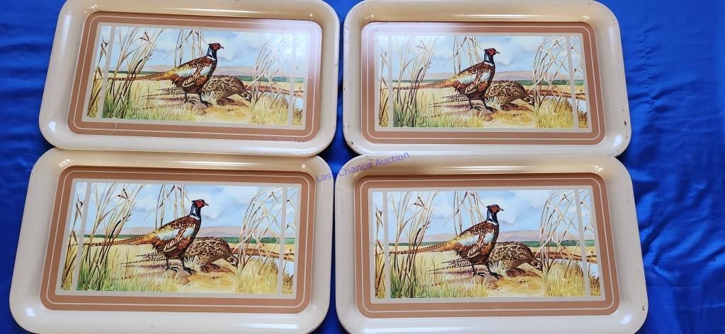 Lot of 4 18"x11" Pheasnt Serving Trays