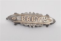 Victorian Sterling Silver Baby Brooch (1898)