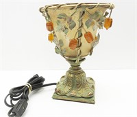 Vintage Lamp Glass Globe & Amber Beads 9"T