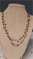 Beaded necklace 37-in long possibly silver not