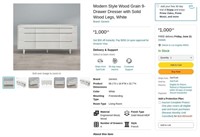 WF113  Modern Style 9-Drawer Dresser White