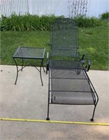 Wrought Iron Lounge Chair w Wrought Iron Side