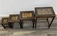 Chinese hand carved nesting tables