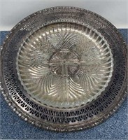 Silver Plate Tray with Glass Relish Dish