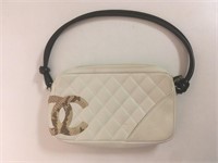 Channel White Quilted Cambon Clutch