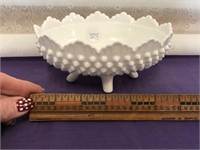 CUTE 4 Footed, Hobnail, Milk Glass Candy Dish