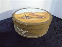 Painted Wooden Cheese Box 15" Dia.
