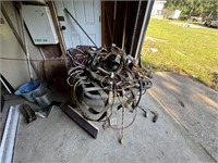 YARD CART WITH CONTENTS- EXTENSION CORDS,