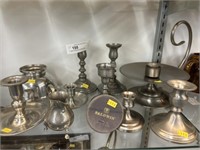 Pewter Candlesticks and Serving Bowl