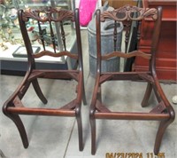 2 MAHOGANY CARVED DUNCAN PHYFE DINING CHAIRS NO