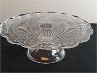 Clear Glass Laurel Stem Pedestal Cake Stand.