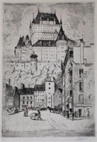Early L.O. Griffith Engraving, French City, Castle