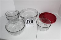 Anchor Glass Storage Set (5) Bowls w/(4) Lids