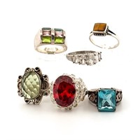 Collection of Six Sterling Silver Rings