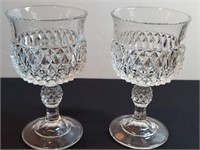 2pc Indiana Diamond Point 3-panel Goblets