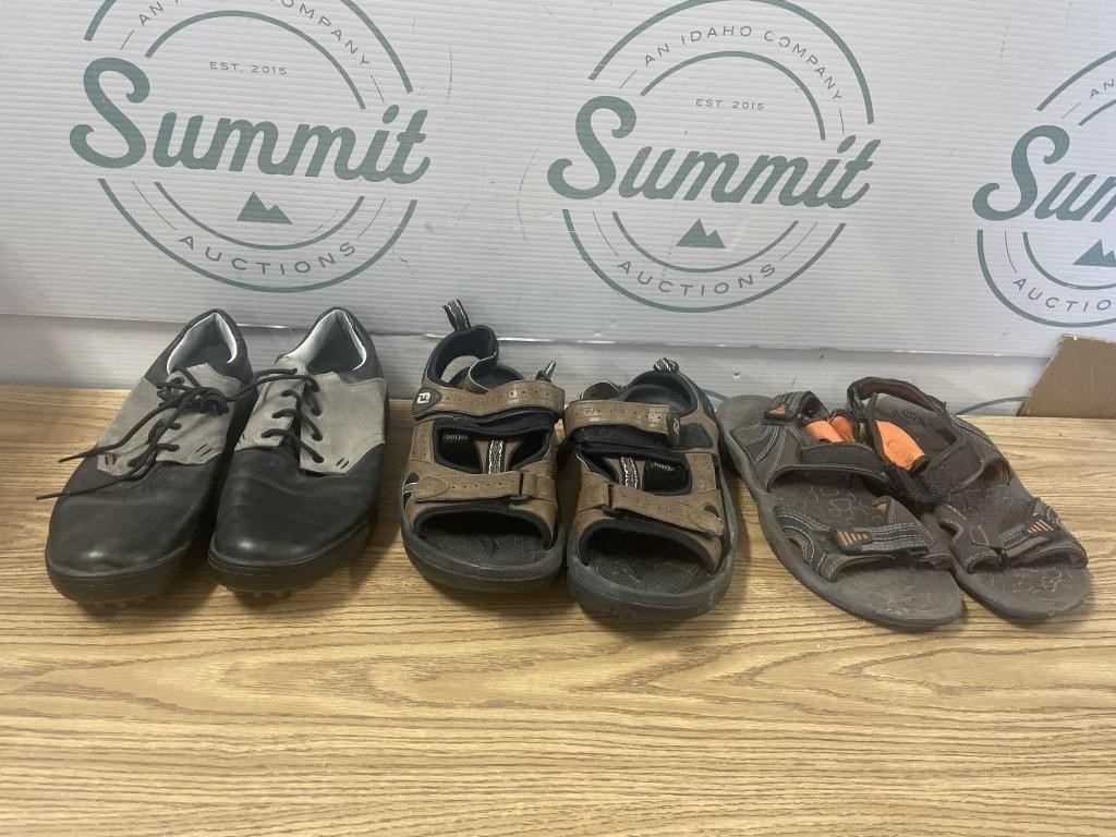 Ashworth golf shoes size 10 and 2 pairs of sandals