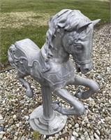 Cast Aluminum Carousel Horse with Stand,