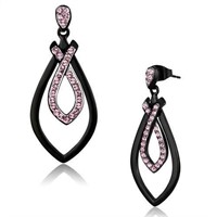 Black Pl. .42ct Pink Kunzite Ribbon Earrings