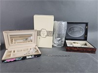 Lenox Vase, Sterling Bracelet, and 2 Jewelry Boxes