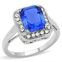High Polished Emerald Cut 3.00ct Sapphire Ring