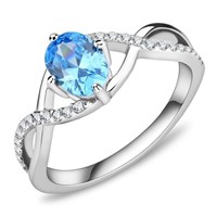 Oval 1.00ct Aquamarine Infinity Ring