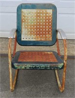Vintage Metal Basket Weave Patio Chair