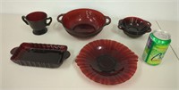 Group Ruby red vintage glassware
