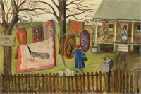 1952 "Hooked Rug Sale" Folk Art Painting
