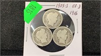 (3) Silver Barber Dimes, see pic for dates