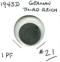German 1943D Third Reich 1 Pfennig
