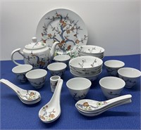 Chinese Blossom Set , Tea Pot , Cups , Bowls ,