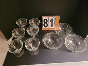 3 Pyrex Bowls ~ 6 Desert Bowls