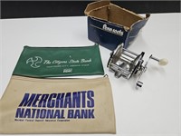 Vintage Penn Fishing Real with Box & Bank Bags