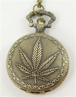 Vintage Bronze Leaf Pocket Watch