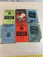 Vintage Dodge time schedules from 1949-1955