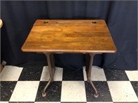 Antique Wood and Iron School Desk