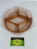 Pink Glass Separated Serving Dish