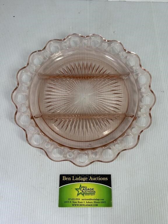 Pink Glass Serving Plate