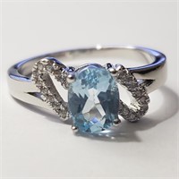 $160 Silver Blue Topaz Ring