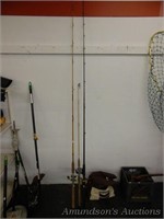 3 Vintage Fishing Poles w/Reels