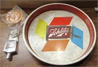 Vintage Schlitz Beer Tray, Tapper, Coasters